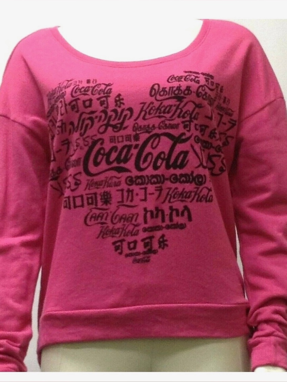 Coca Cola Bright Pink Kids Graphic Pullover Sweatshirt